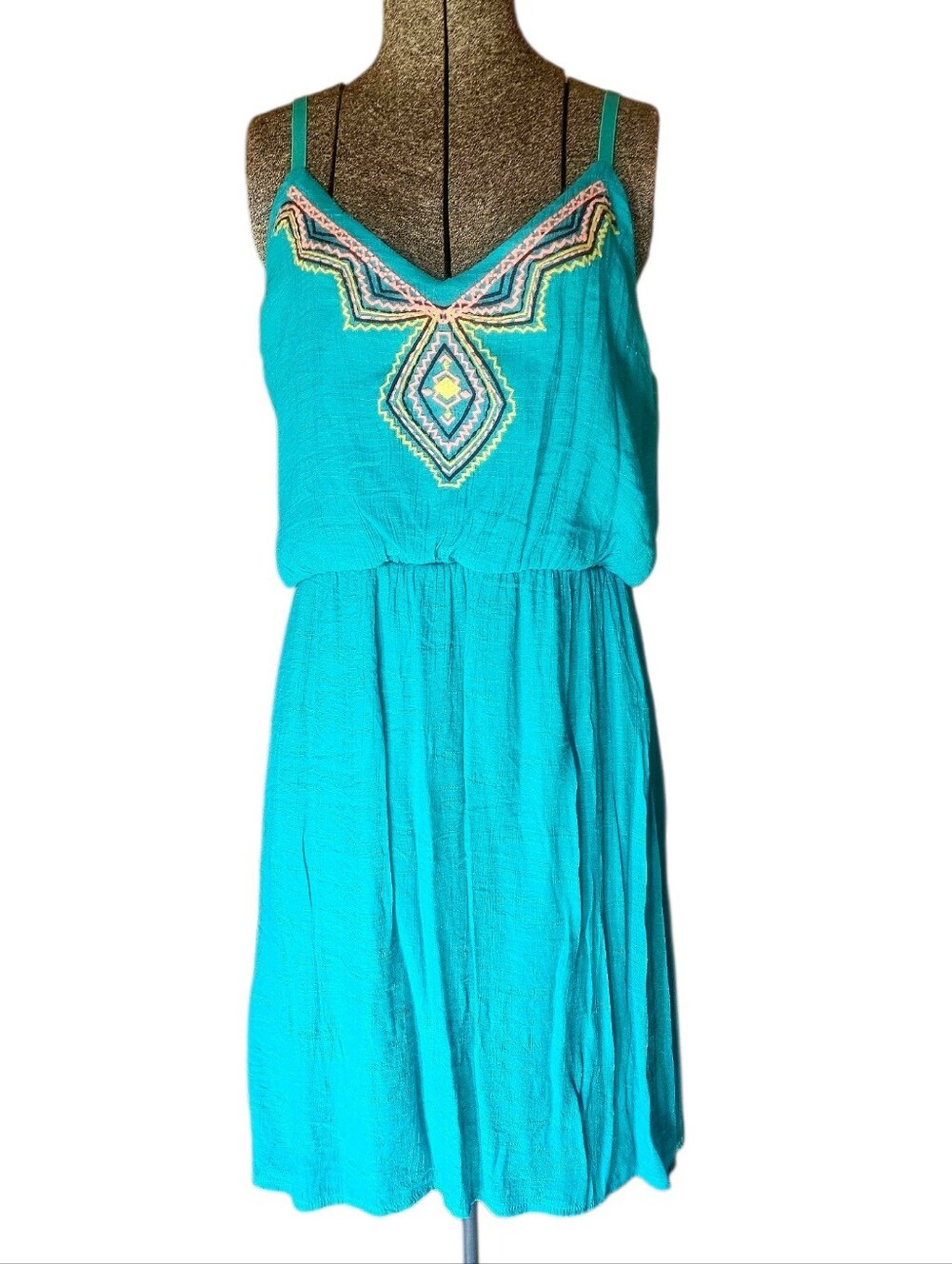 Maurices Turquoise Embroidered Midi Sundress